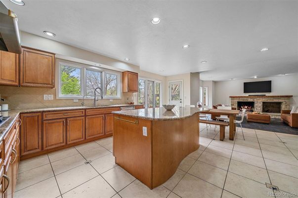 Dining room, Fireplace, Interior, Kitchen, Living room, Recessed Lighting