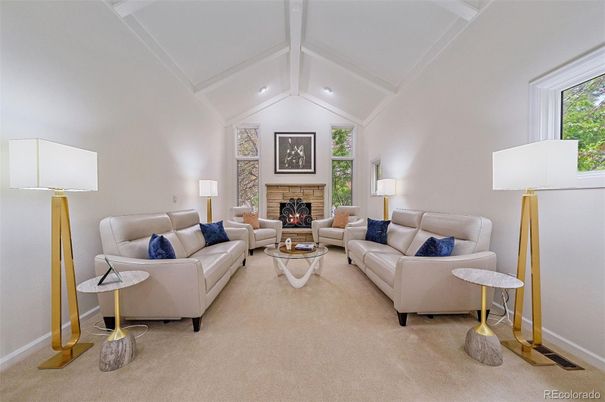 Fireplace, Interior, Living room, Recessed Lighting
