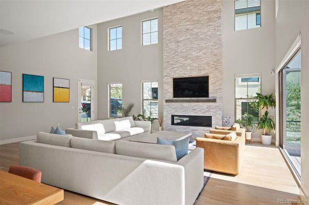 Fireplace, Interior, Living room, Stone Walls, Wood Texture Flooring