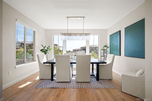 Chandelier, Dining room, Interior, Pendant Lights, Wood Texture Flooring