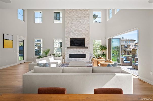 Fireplace, Interior, Living room, Stone Walls, Wood Texture Flooring