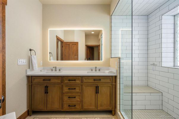 Bathroom, Dual Sink Vanities, Glass Shower, Interior
