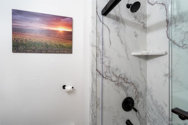 Bathroom, Glass Shower, Interior, Marble Walls
