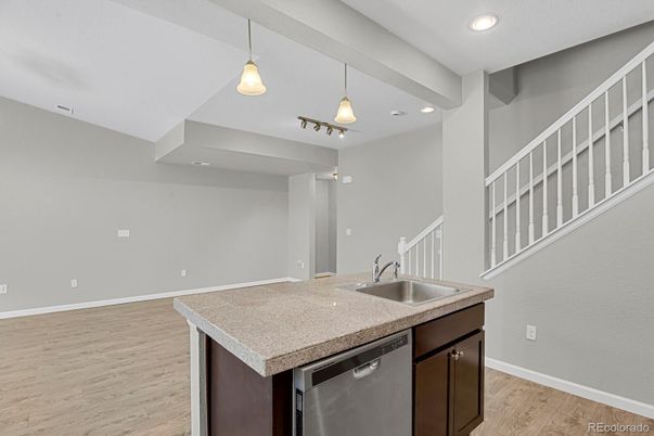 Interior, Kitchen, Pendant Lights, Recessed Lighting, Wood Texture Flooring