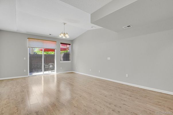 Empty room, Interior, Pendant Lights, Wood Texture Flooring
