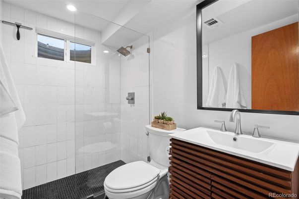 Bathroom, Glass Shower, Interior, Recessed Lighting