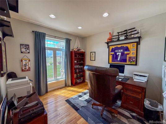 Home Office, Interior, Recessed Lighting, Wood Texture Flooring