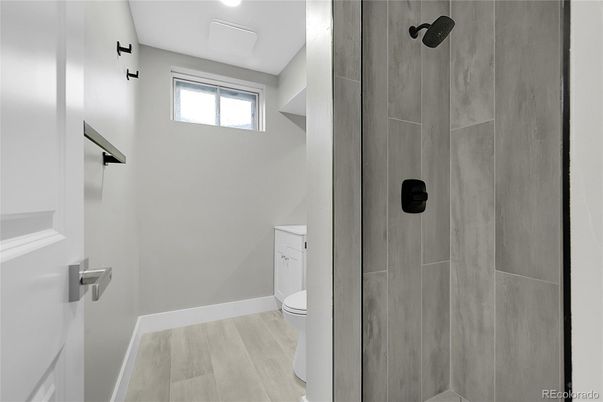 Bathroom, Interior, Recessed Lighting, Wood Texture Flooring