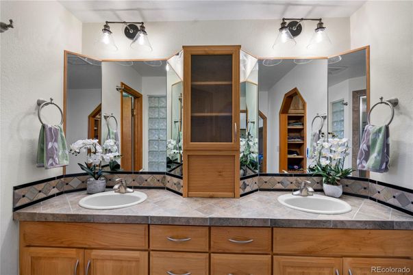 Bathroom, Dual Sink Vanities, Interior, Tile Countertops
