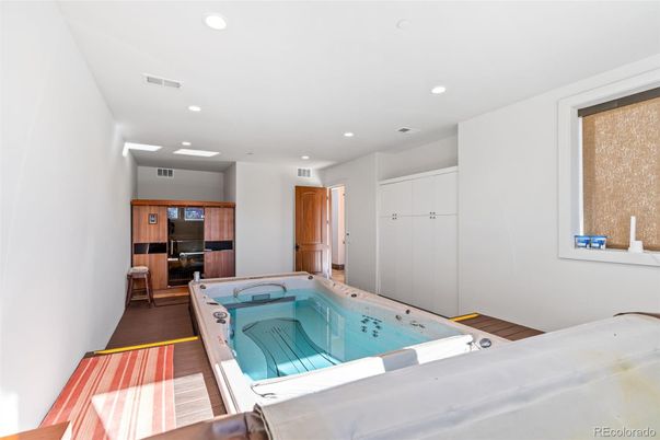 Interior, Pool, Recessed Lighting, Wood Texture Flooring