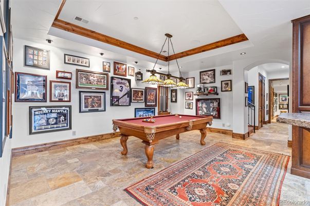 Billiard Table, Game Room, Interior, Pendant Lights, Recessed Lighting
