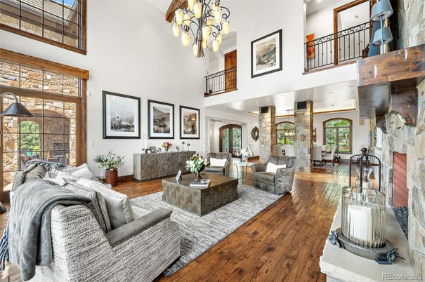 Chandelier, Fireplace, Interior, Living room, Wood Texture Flooring