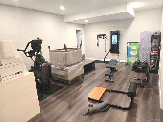 Fitness Equipment, Interior, Recessed Lighting, Wood Texture Flooring