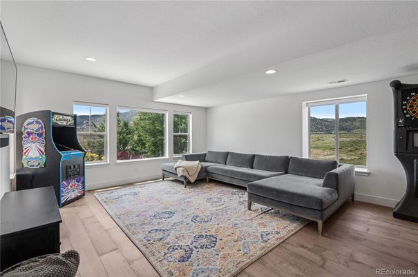 Interior, Living room, Recessed Lighting, Wood Texture Flooring