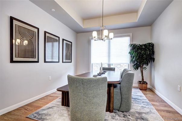 Chandelier, Dining room, Interior, Pendant Lights, Wood Texture Flooring