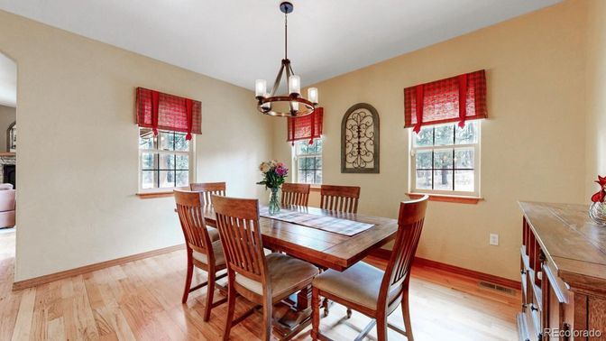 Chandelier, Dining room, Interior, Pendant Lights, Wood Texture Flooring