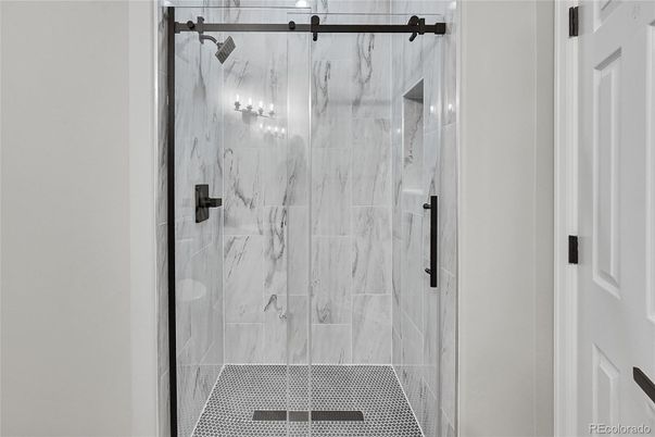 Bathroom, Glass Shower, Interior, Marble Walls