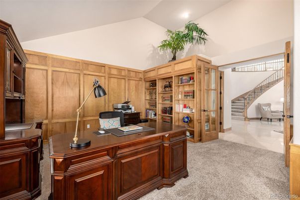 Home Office, Interior, Recessed Lighting, Wooden Walls