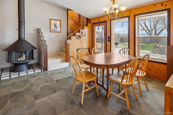Chandelier, Dining room, Fireplace, Interior, Wooden Walls