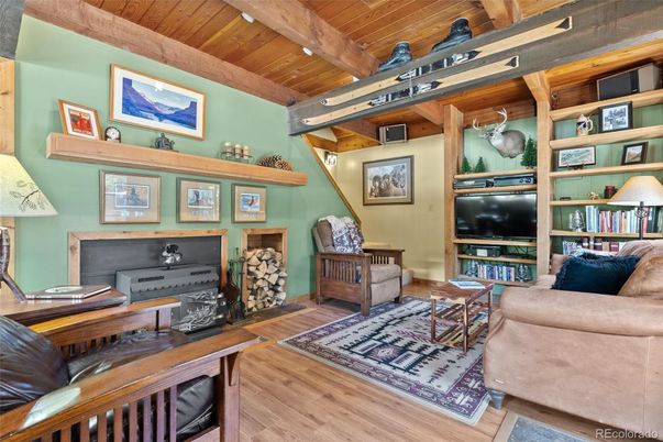 Fireplace, Interior, Living room, Wooden Beams, Wooden Ceilings, Wood Texture Flooring