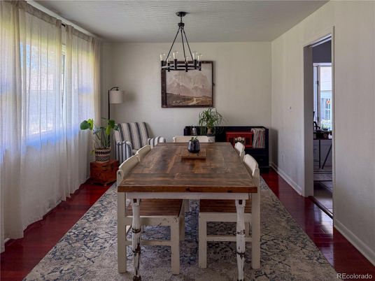 Chandelier, Dining room, Interior, Wood Texture Flooring