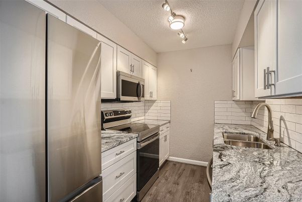 Interior, Kitchen, Stainless Steel Appliances, Wood Texture Flooring