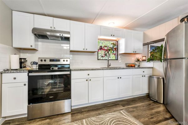 Interior, Kitchen, Stainless Steel Appliances, Wood Texture Flooring