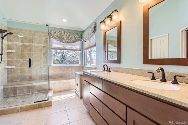 Bathroom, Dual Sink Vanities, Glass Shower, Interior, Recessed Lighting