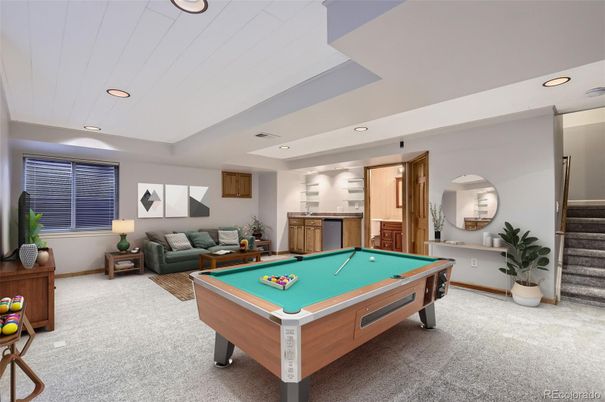 Billiard Table, Game Room, Interior, Recessed Lighting