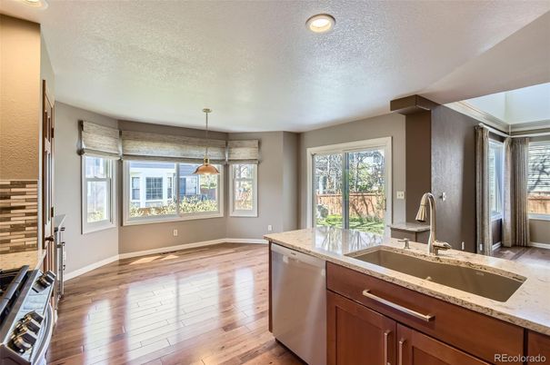 Interior, Kitchen, Pendant Lights, Recessed Lighting, Wood Texture Flooring