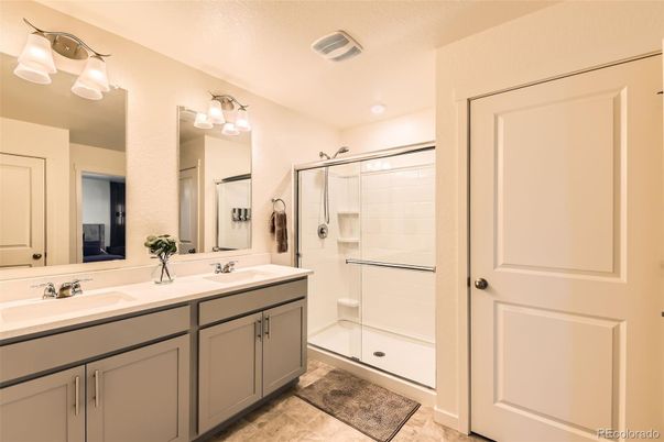 Bathroom, Dual Sink Vanities, Glass Shower, Interior, Recessed Lighting