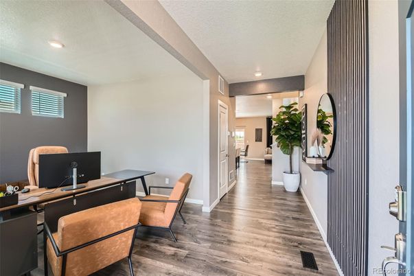 Home Office, Interior, Recessed Lighting, Wood Texture Flooring