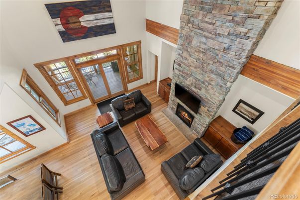Fireplace, Interior, Living room, Stone Walls, Wood Texture Flooring