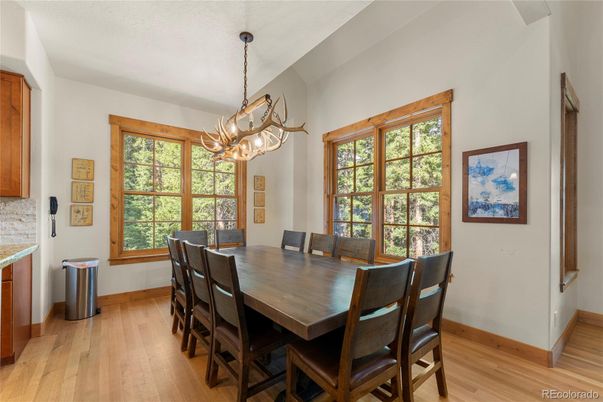 Chandelier, Dining room, Interior, Pendant Lights, Wood Texture Flooring