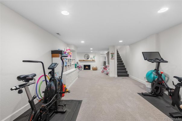 Fireplace, Fitness Equipment, Interior, Recessed Lighting