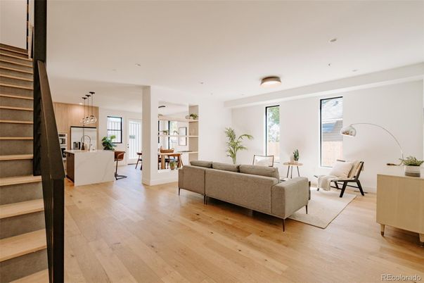 Dining room, Interior, Kitchen, Living room, Pendant Lights, Recessed Lighting, Wood Texture Flooring