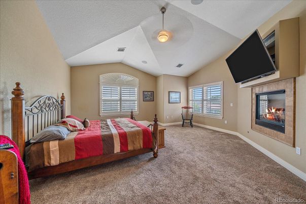 Bedroom, Fireplace, Interior, Pendant Lights