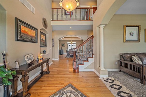 Chandelier, Interior, Recessed Lighting, Wood Texture Flooring