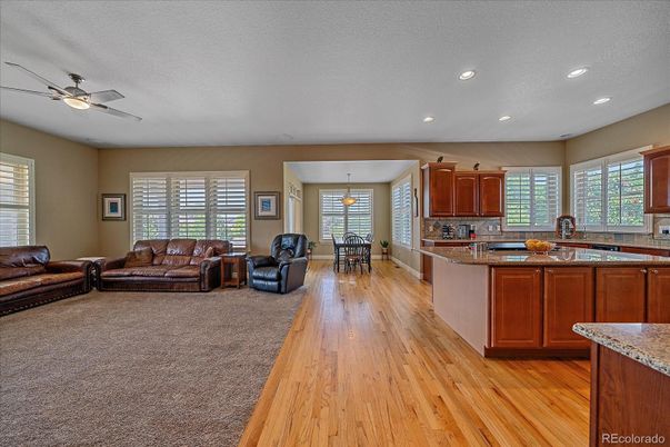 Dining room, Interior, Kitchen, Living room, Pendant Lights, Recessed Lighting, Wood Texture Flooring