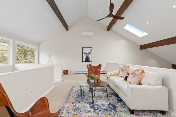 Interior, Living room, Recessed Lighting, Wooden Beams