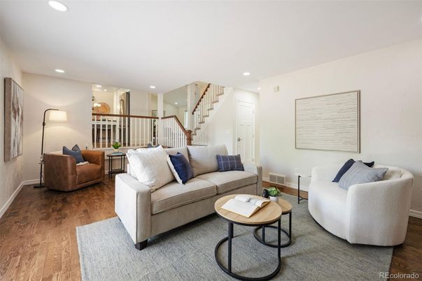 Interior, Living room, Recessed Lighting, Wood Texture Flooring