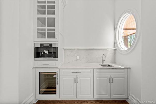 Interior, Kitchen, Marble Walls, Wood Texture Flooring