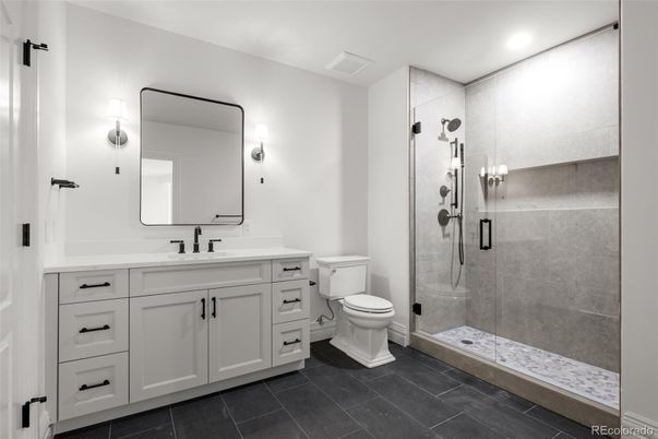 Bathroom, Glass Shower, Interior, Recessed Lighting
