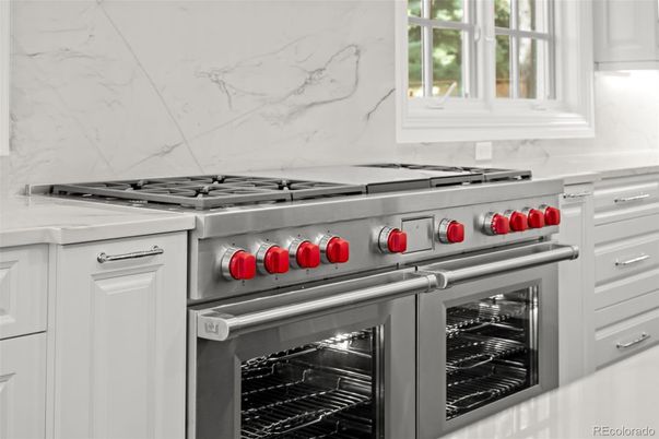 Interior, Kitchen, Marble Walls, Stainless Steel Appliances