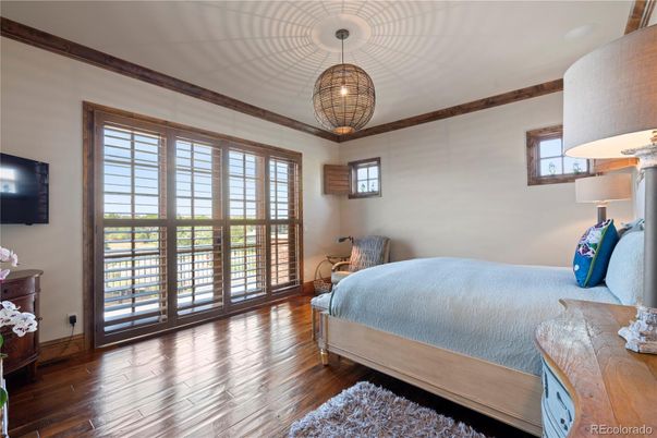 Bedroom, Interior, Pendant Lights, Wood Texture Flooring