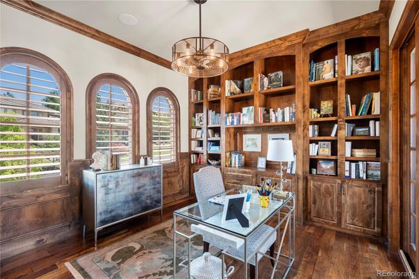Home Office, Interior, Pendant Lights, Wood Texture Flooring