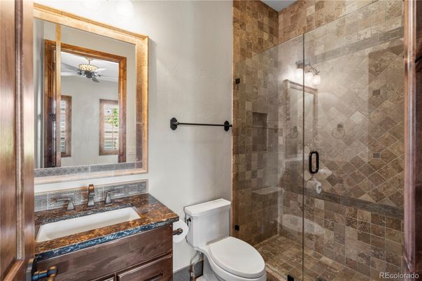 Bathroom, Glass Shower, Interior, Stone Walls