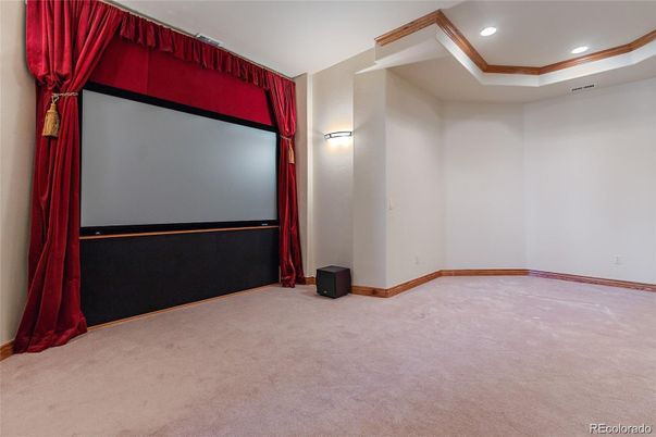 Empty room, Interior, Projection Screen, Recessed Lighting, Theatre Room
