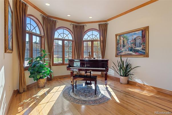 Interior, Piano, Recessed Lighting, Wood Texture Flooring
