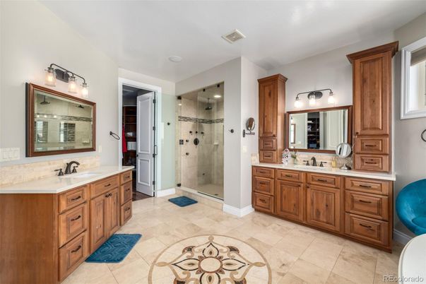 Bathroom, Dual Sink Vanities, Glass Shower, Interior